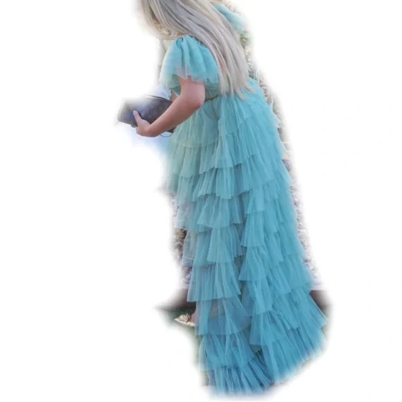 Ruffled Tiered Sage Dress - Picture 6 of 11